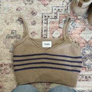 Striped Tan and Black Crop Top